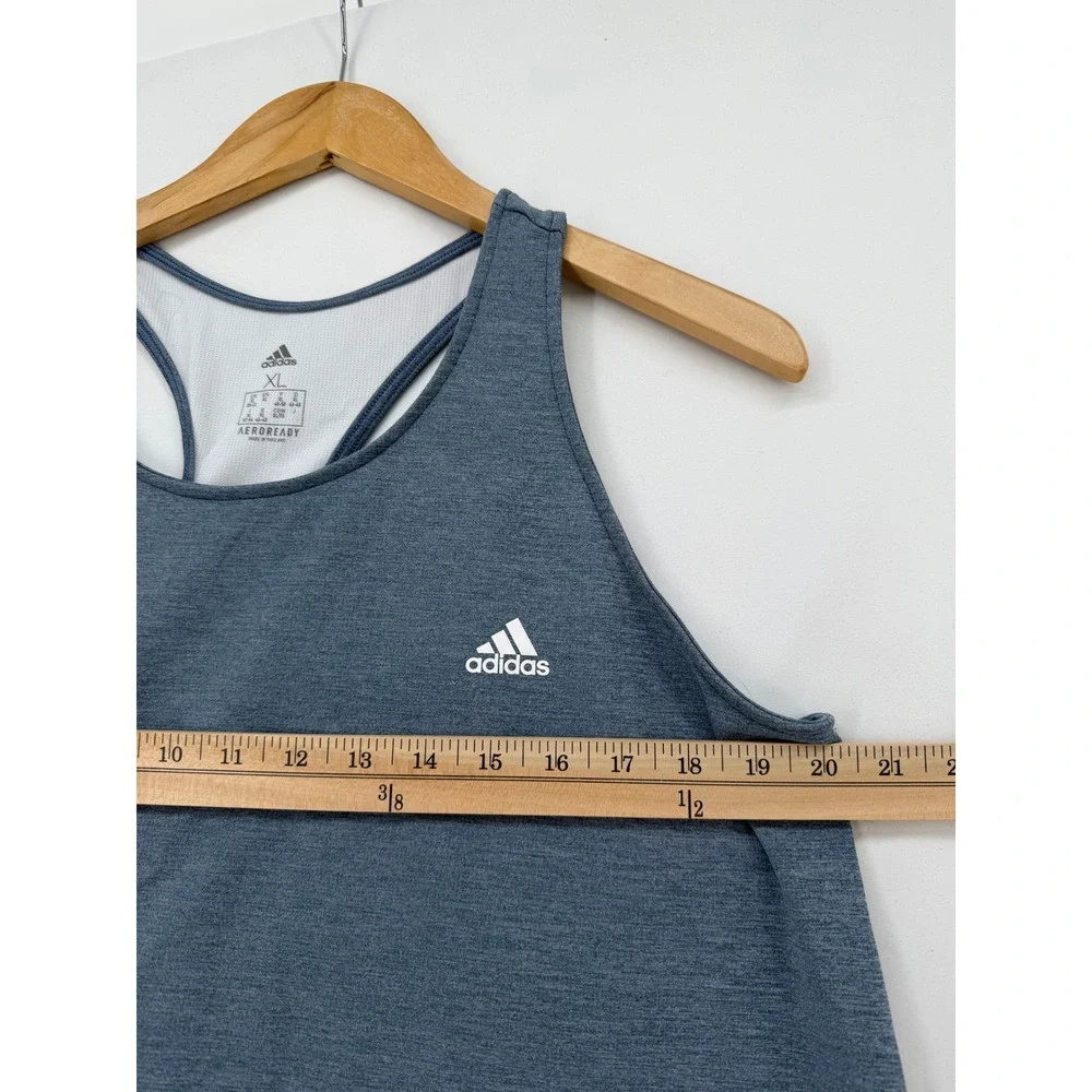 Adidas Aeroready Womens Racerback Tank Top Blue Heathered GT5456 XL